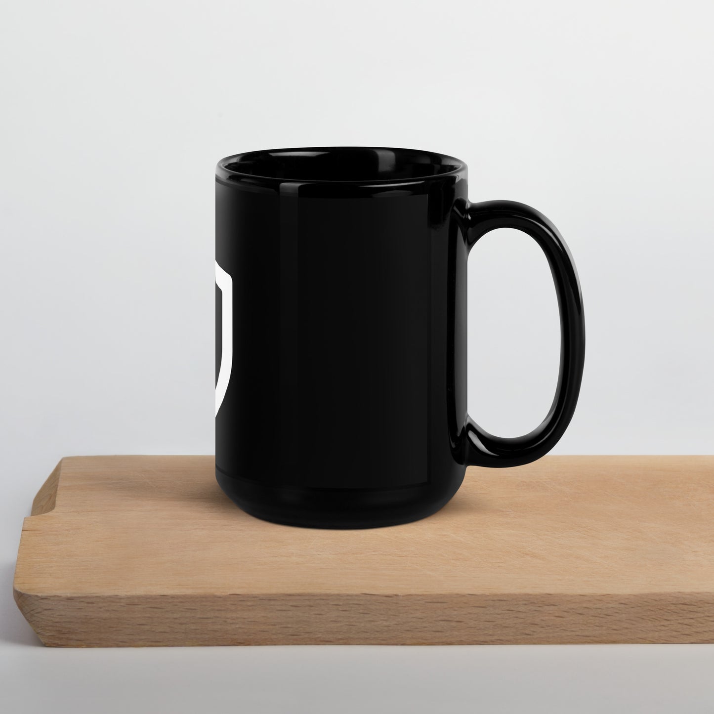 Black Glossy Mug with White Logo
