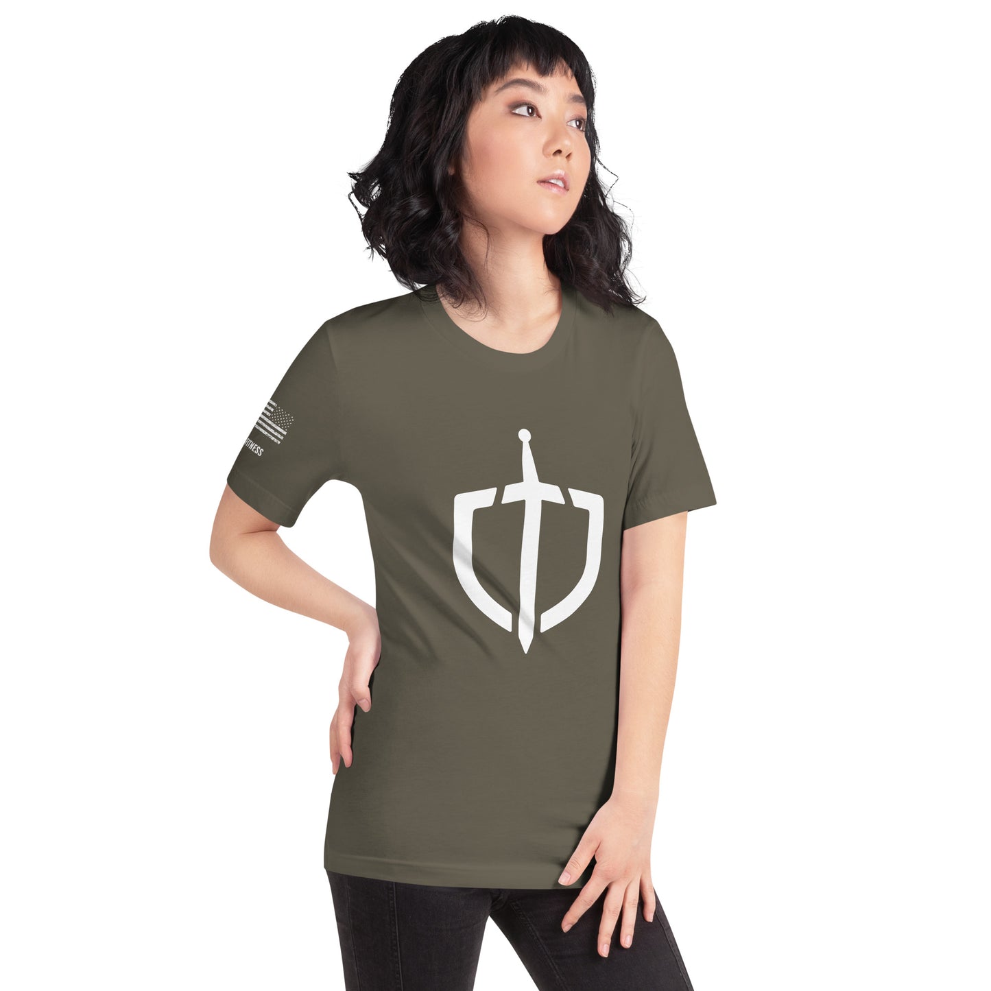 Unisex T-Shirt Assorted Colors with American Flag & Large Logo