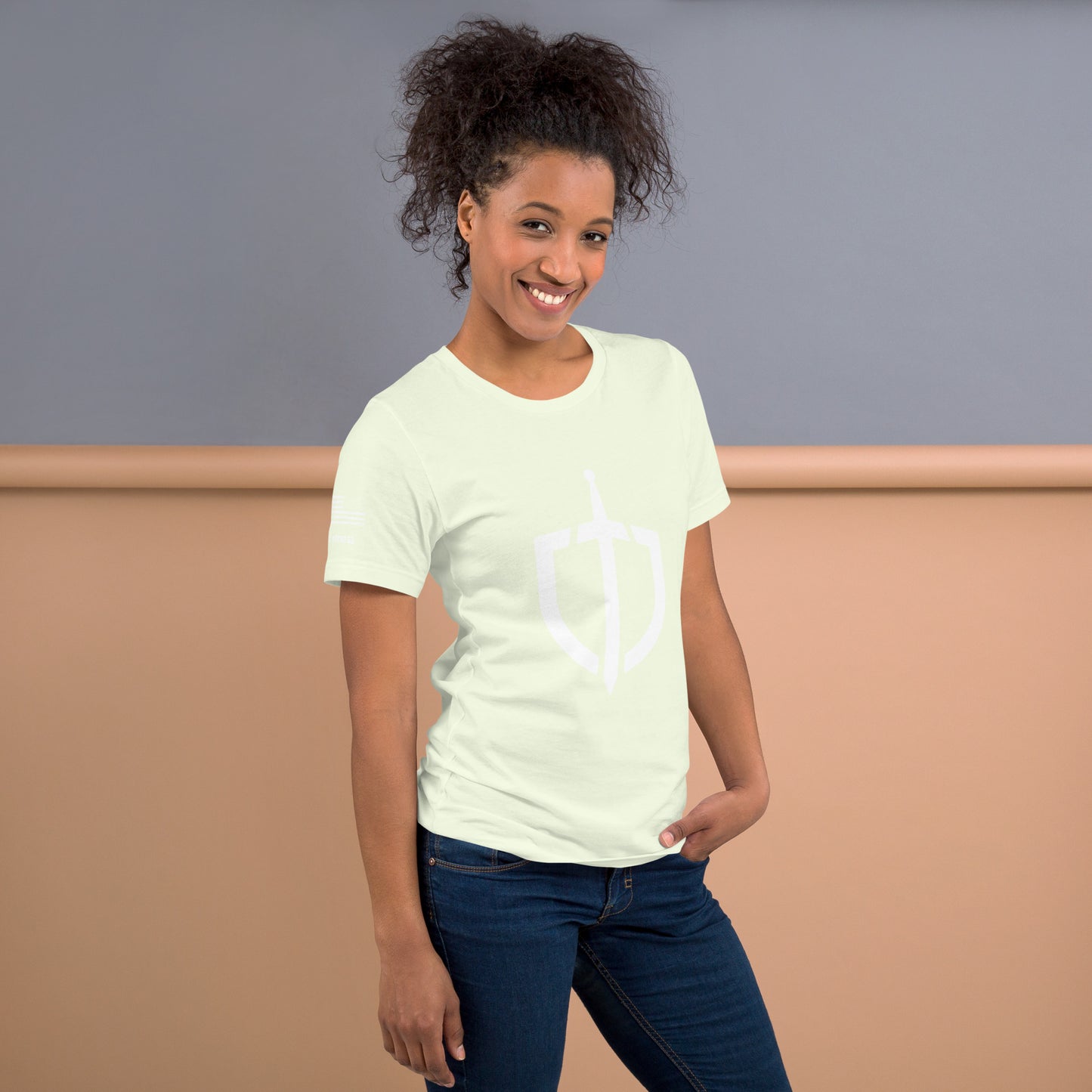 Unisex T-Shirt Assorted Colors with American Flag & Large Logo