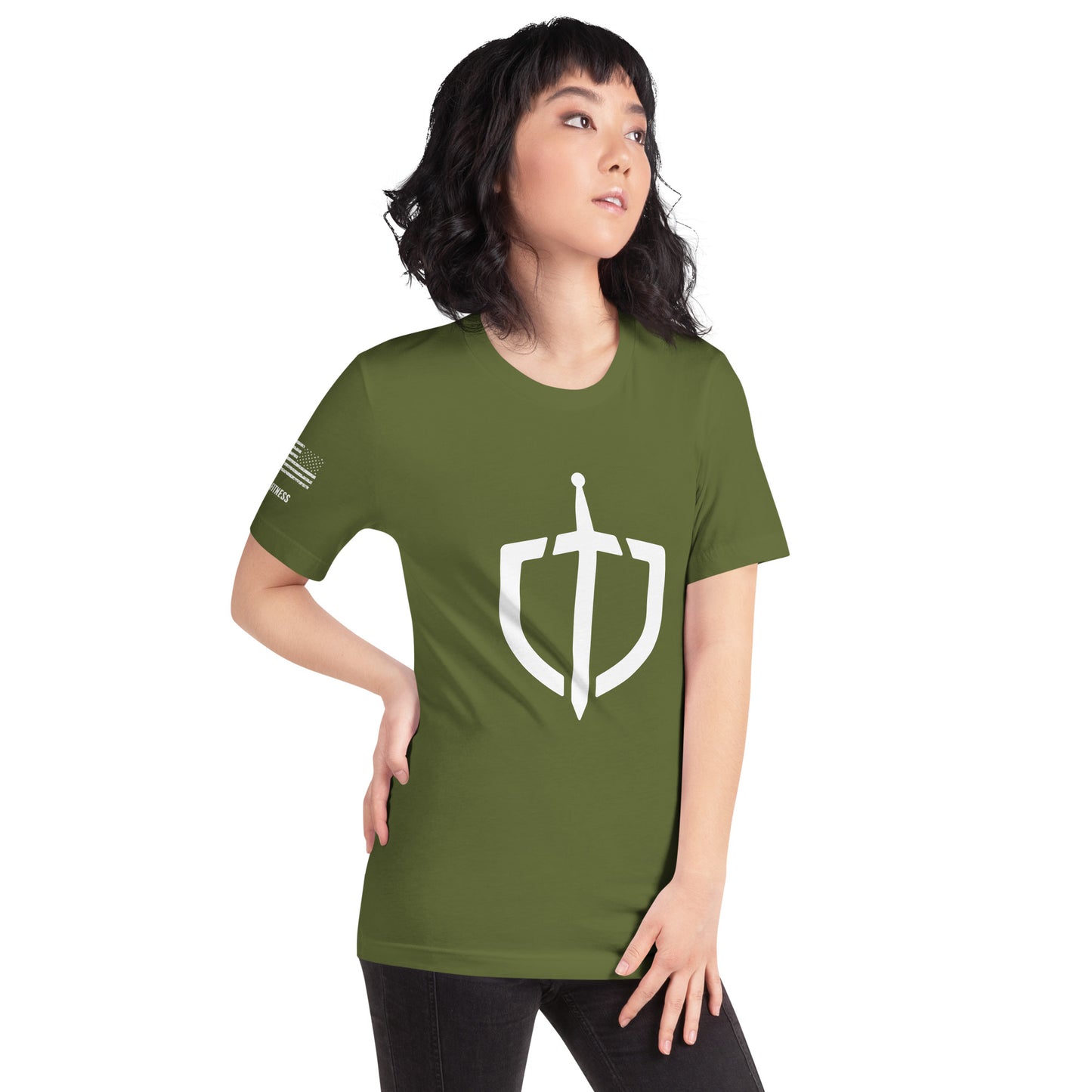 Unisex T-Shirt Assorted Colors with American Flag & Large Logo