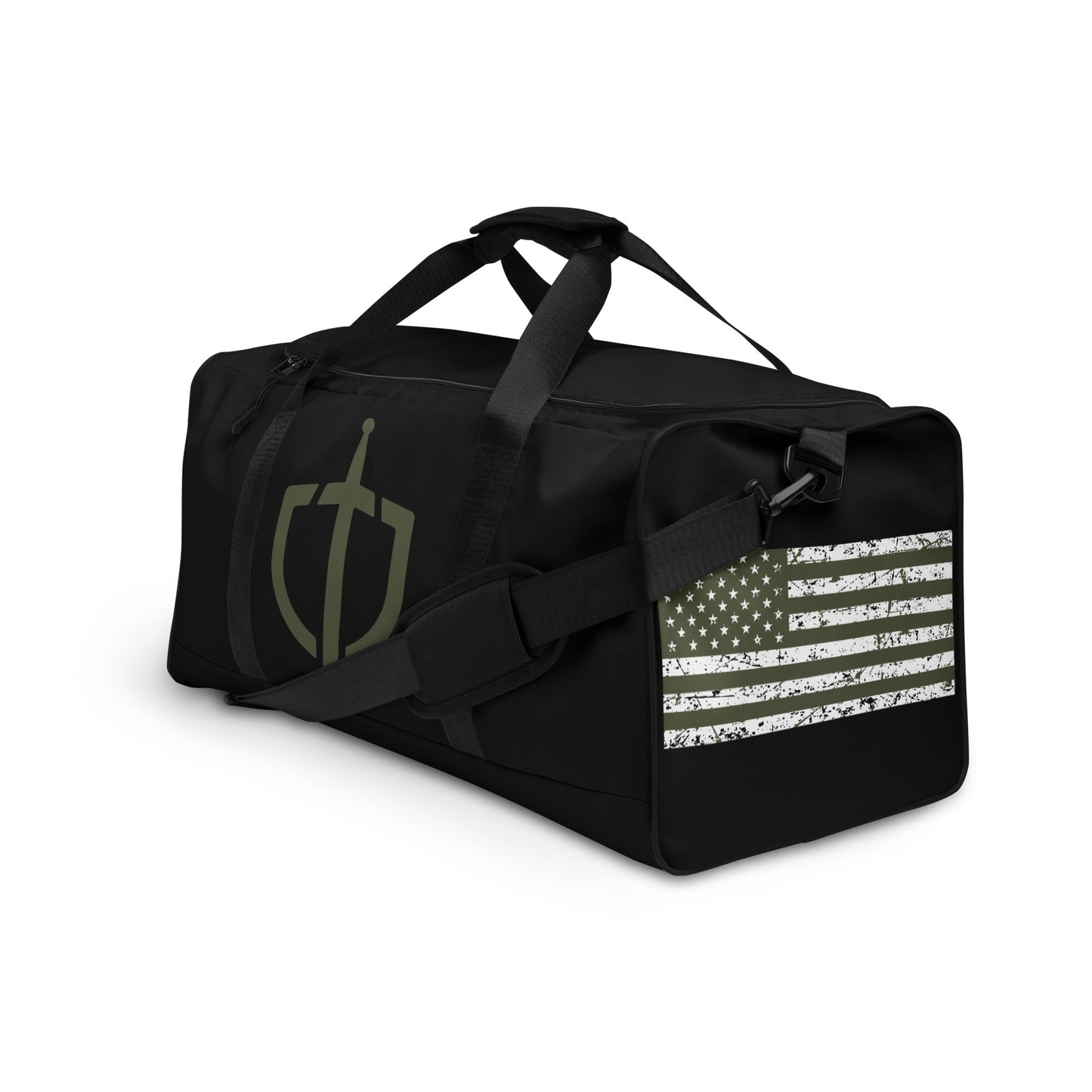 Duffle Bag with American Flag Olive Logo