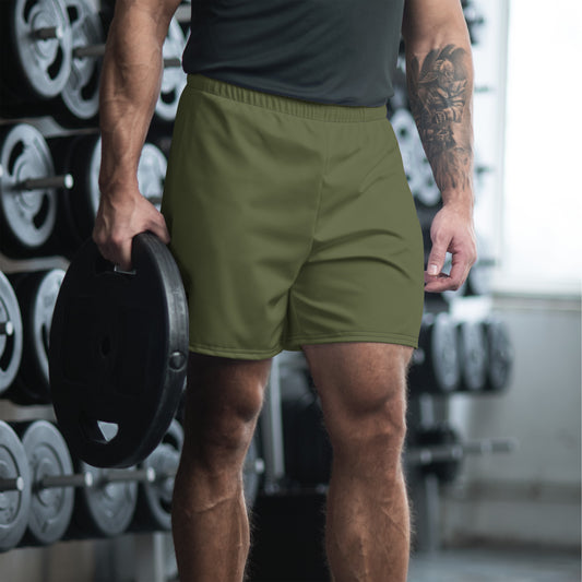 Men's Olive Athletic Shorts with Black Logo