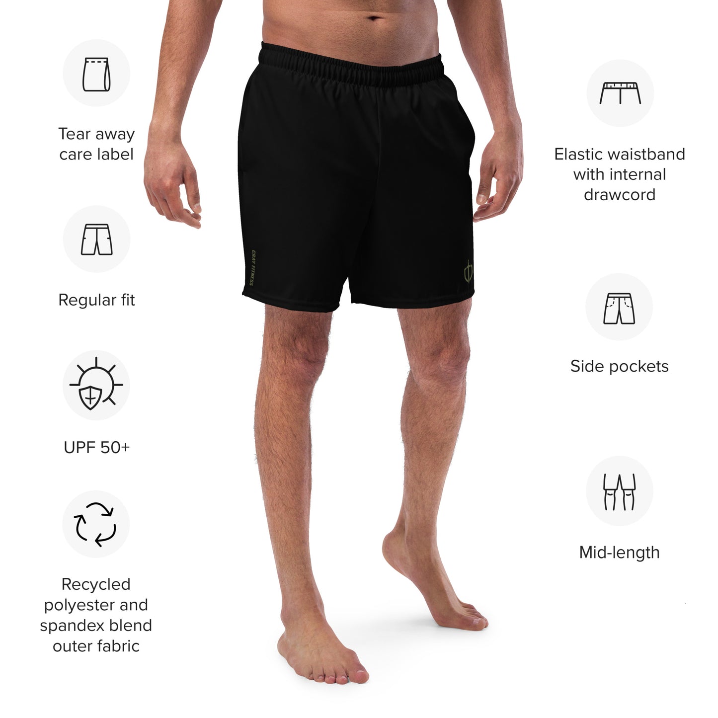 Men's Swim Trunks with Olive Logo