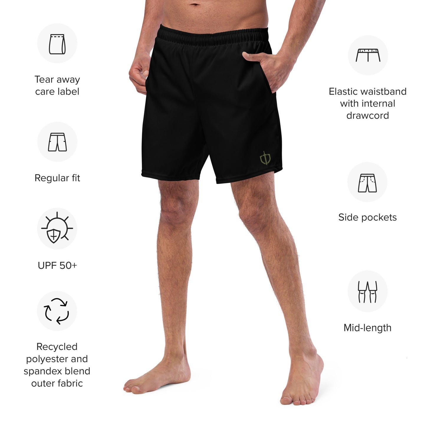 Men's Swim Trunks with Olive Logo