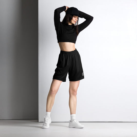 Unisex Mesh Shorts with White Logo