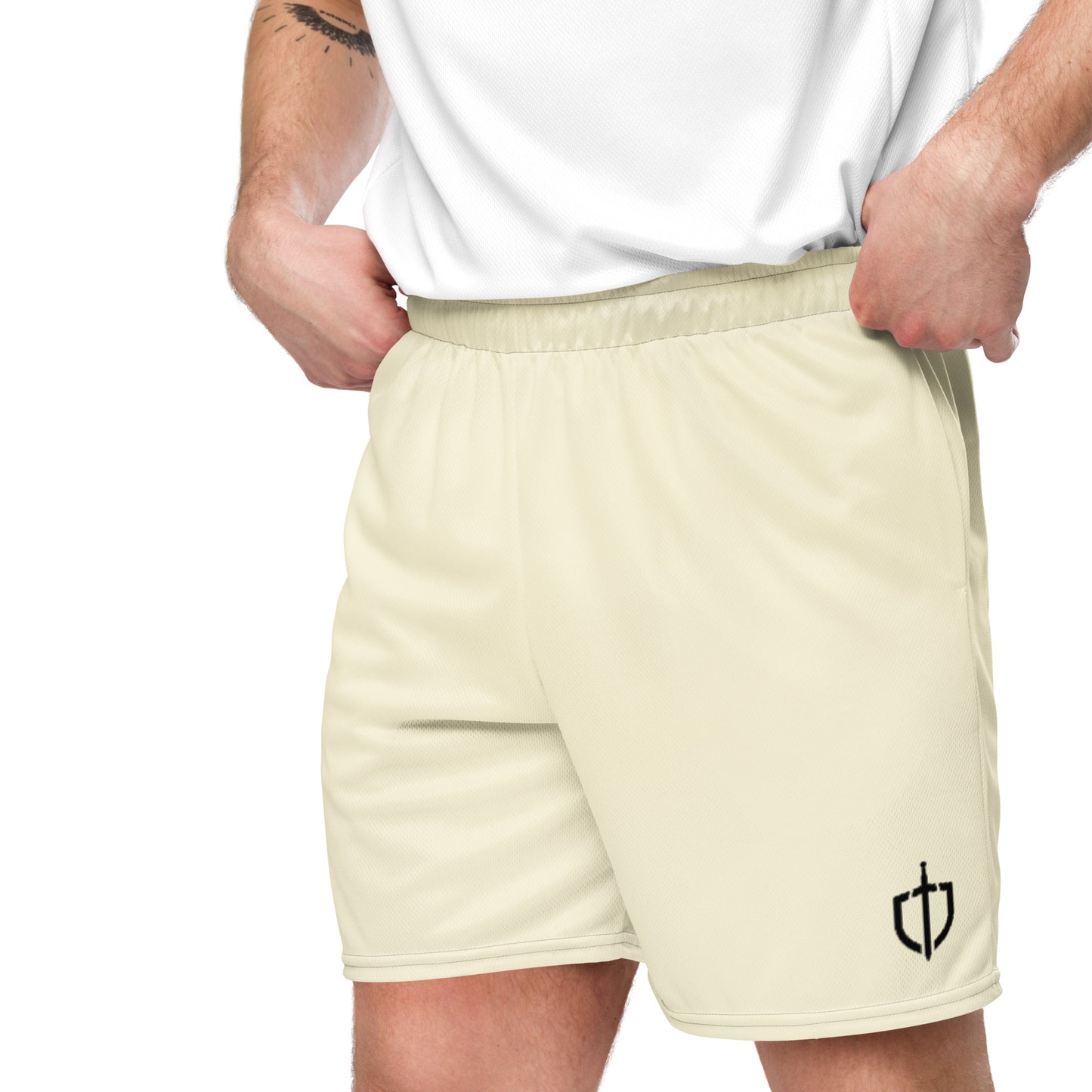 Unisex Mesh Shorts with Black Logo