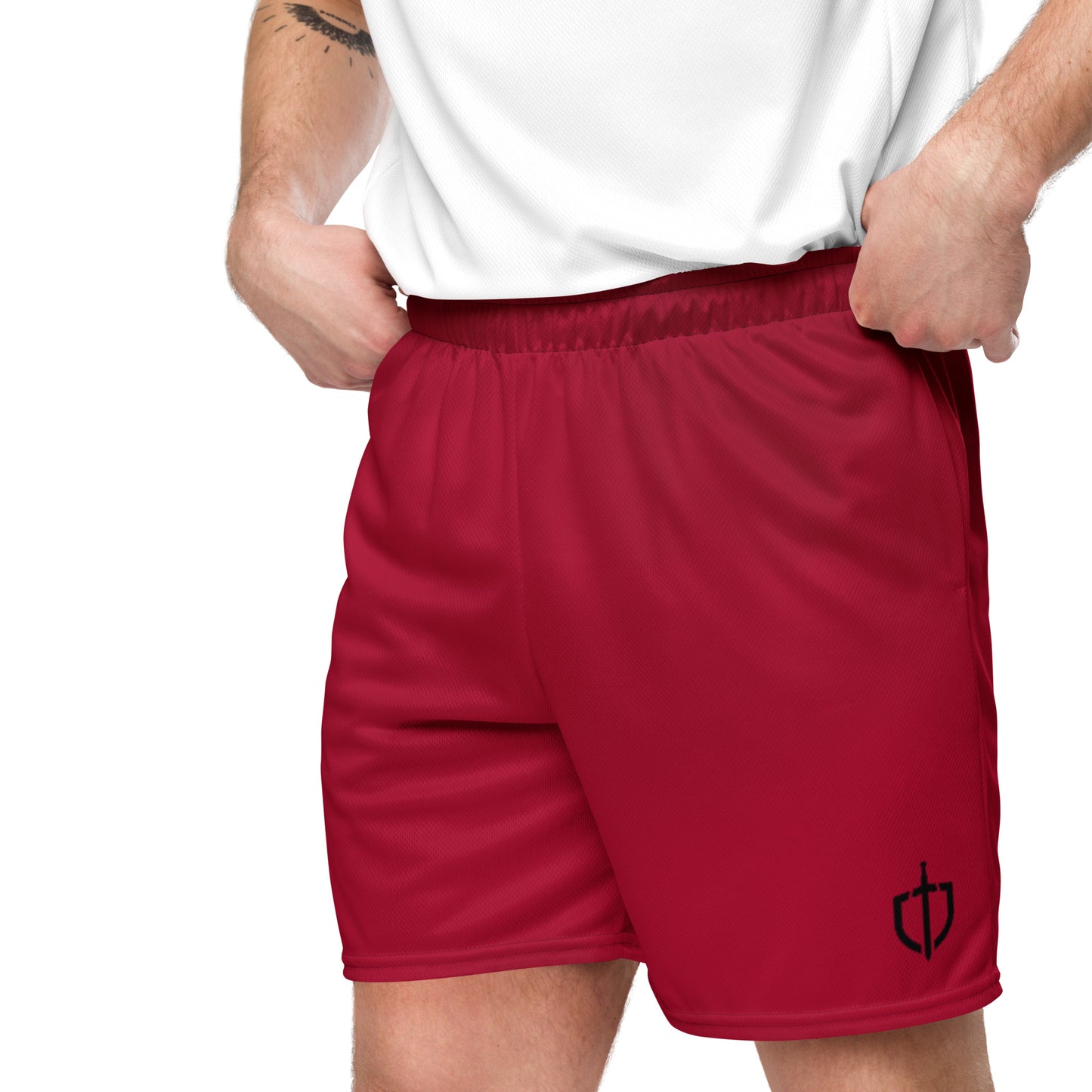 Unisex Mesh Shorts with Black Logo