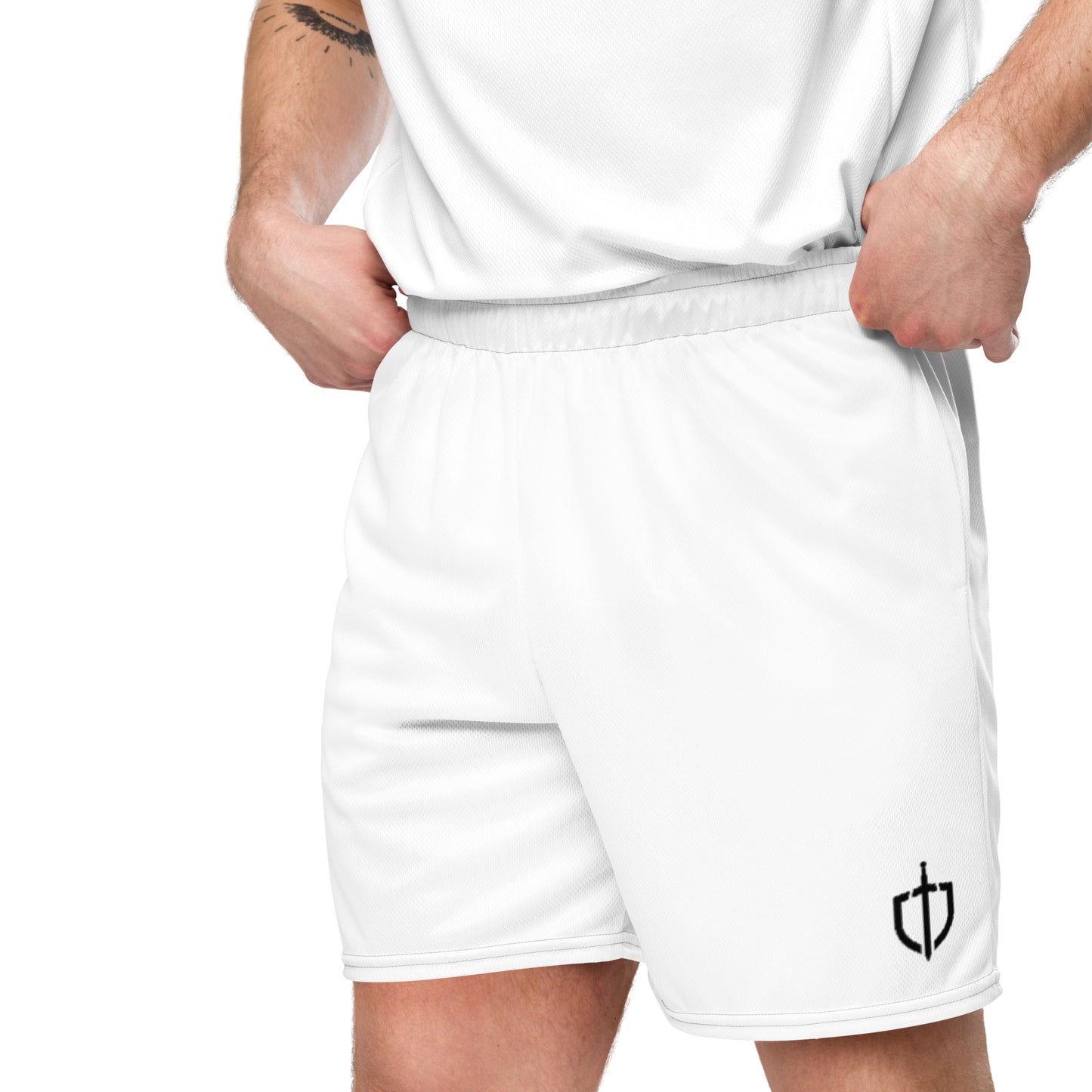 Unisex Mesh Shorts with Black Logo