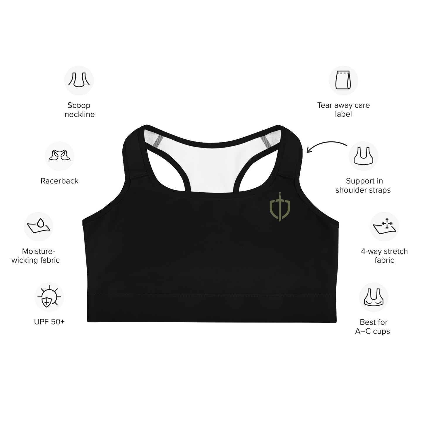 Sports Bra with Olive Green Logo