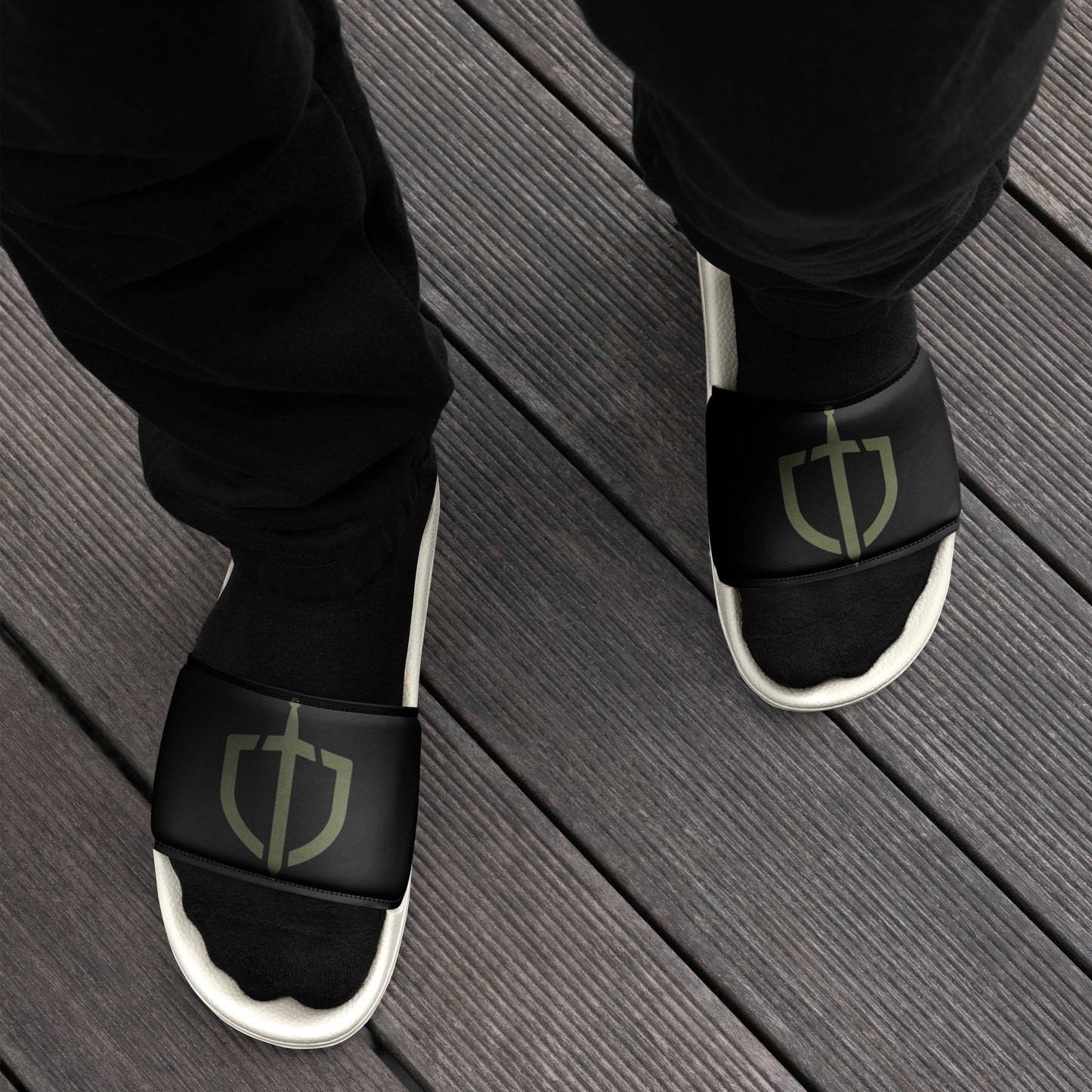 Cray slides with Olive Logo (Men's)