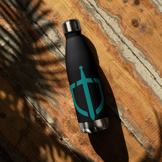 Stainless Steel Water Bottle with Teal Logo