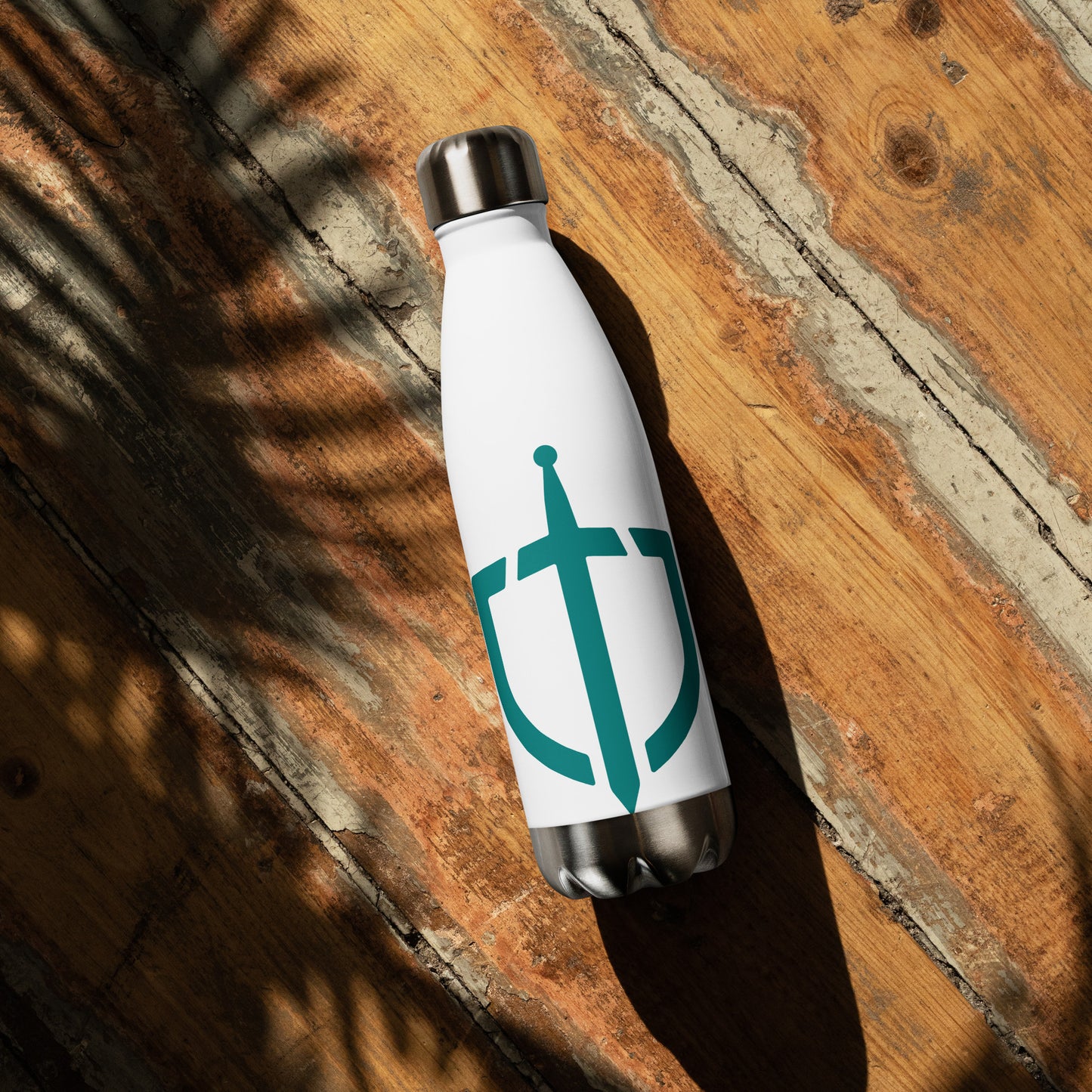 Stainless Steel Water Bottle with Teal Logo